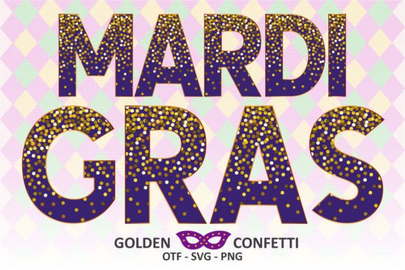 Mardi Gras Golden Confetti: A Festive Color Font for Design